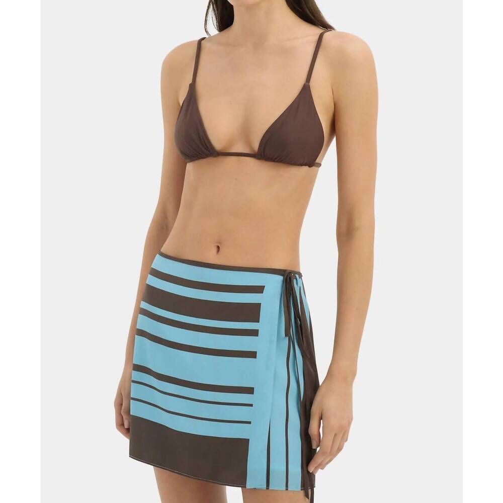 NEW SIR. rioja wrap mini skirt in pacha mineral stripe